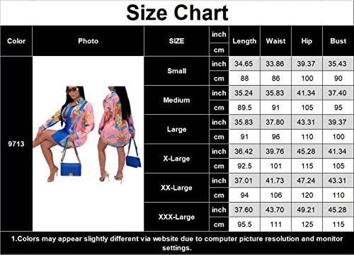 Women's Shirt Dresses Button Down Colorful Blouses Long Sleeve Floral Print Tops Loose Collar Sexy T-Shirts #TOP2