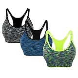 LIPSPORTS スポーツブラ 3枚セット ジム ヨガ 揺れない スポブラ (M, グリーン・グレー・ブルー)
