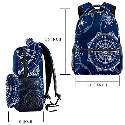 Bolsa de libros escolar unisex estilo casual con estampado de mapa mundial 2