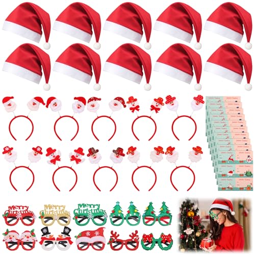 Camptrip 40 Stück Weihnachten Stirnband mit Weihnachtsmütze...