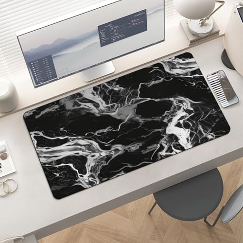 Mouse Pad de Escritorio Mármol Blanco y Negro 60x30 cm miniatura 6