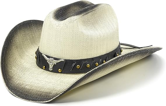 LBOYLOVE® Cowboy Hat, Men & Women's Straw Cowboy Hat with Wide Brim, Ideal for Horse Riding, Ranching, Hiking, Camping