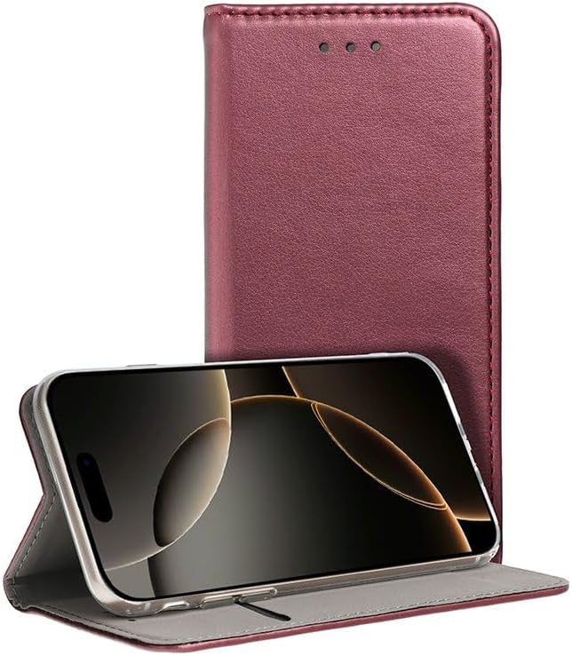 Cool Flip Cover Case for iPhone 16 Pro Smooth Burgundy