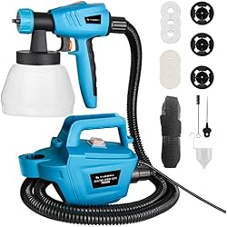 Tilswall Paint Sprayer, 800W HVLP Electric Spray Paint Gun (Blue) | 1200ML/Min, 2.5M Air Hose, 1300ML Detachable Container, 3 Nozzle Sizes & 3 Patterns, Power Painter for Furniture, Cabinet
