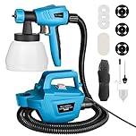Tilswall Paint Sprayer 800W, 1300ml High Volume Electric Paint Gun with 3 Nozzles & 3 Patterns, 120Din/S Max Viscosity Paint Spray Gun, 3m Cord & 2.5m Hose Wide Using Range, Easy Cleaning