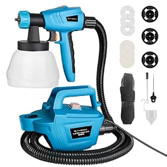 Foto di Tilswall Pistola a Spruzzo per Verniciare,800W HVLP Spruzzatori di Vernice,1200ml/min,Contenitore 1300ml,3 Modalità e 3 Ugelli,Elettrica Pistola a Spruzzo,Facile da Usare e da Pulire