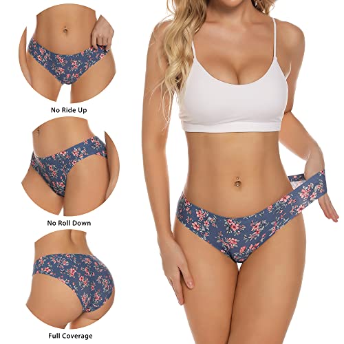 Jaywan Womens Seamless Bikini Cheeky Underwear No Show Hipster Breathable Stretch Invisibles Panties 5 Pack Assorted #TOP2