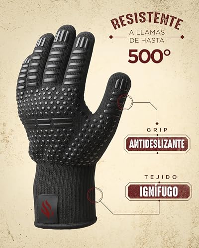 HORUS 23 Kit Barbacoa Hombre Regalo – Set de 4 Utensilios en Acero INOX con Bolsa Porta Herramientas: Pinzas, Espátula, Tenedor y Guantes Barbacoa - imagen 4