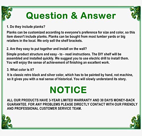 Bixirao Industrial Wall Mounted Iron Floating Pipe Shelves/Shelving/Racks/Storage/Bookcases/Brackets, Diy Open Bookshelves/Shelving For Kitchen/Office, Retro Black (5-Tier Shelf Brackets-B) #TOP6