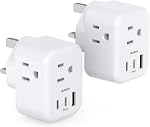 [2 Pack] European Travel Plug Adapter, International Power Plug Adapter with 3 Outlets 3 USB Charging Ports(2 USB C), Travel Essentials to Italy,Greece,Israel,France, Spain (Type C)