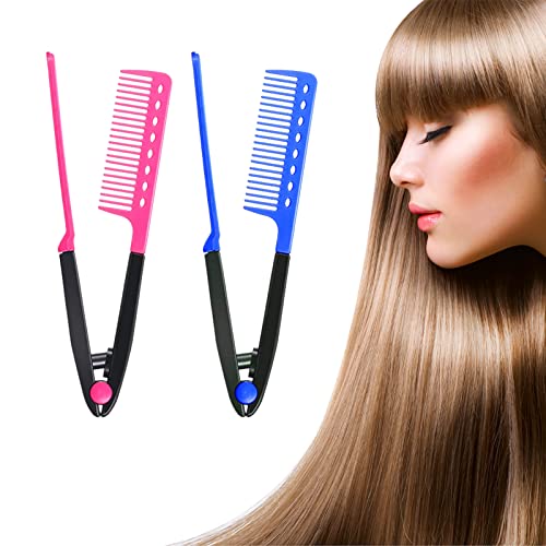 Peignes à Lisser en Forme de V, V Forme Pliant Portable Lissage Peigne Cheveux, V Peigne Lisseur, V Forme Peigne, Convient pour Salon de Coiffure, Styliste Professionnel, Maison, Style de Bricolage Cover