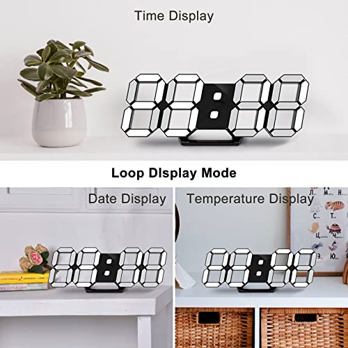 Deeyaple Led Digital Alarm Clock 3D Small Wall Clock Snooze Dimmable Time Memory 12/24 Date Temperature Remote Control Night Light Office Kitchen Living Room Bedroom (9.7 Inch, Black) #TOP3