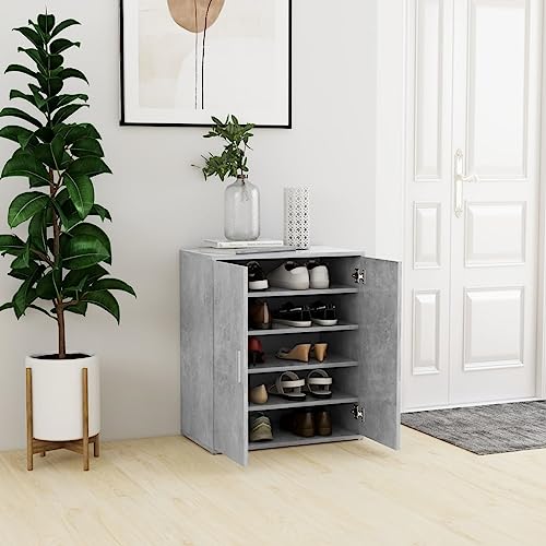 vidaXL Shoe Cabinet Home Bedroom Hallway Furniture Accessories Wardrobe Storage Shoe Rack Storage Organiser Hall Cabinet Chipboard Concrete Grey