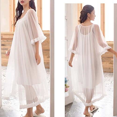 Womens Sexy Vintage Loungedress Nightgown 2 pcs Victorian Sleepwear Nightshirt Girls Pajamas3