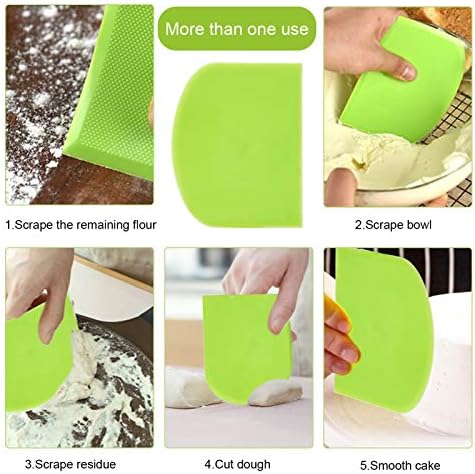 Fuyamp 3 Pcs Plastic Dough Scrapers, Professional Pastry Cutter Tool with Handle, Butter Cream Smoother Spatulas for Baking Bread, Pizza and Cake