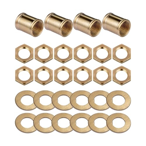 Image of Lamp Pipe Locknut,Lamp Rod Couplings,Brass Lock Nut Fasteners for Standard 1 /8 IP Threaded Pipe,Perfect for Lamp Assemlby or Repair,Lamp Tube Threaded Locknuts