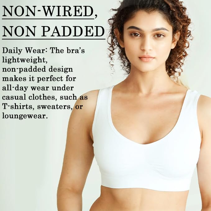 Image of Women's 5-Piece Sports Bra Set - Seamless Design, Non-Wired, Non-Padded, Comfortable & Stretchy, Perfect