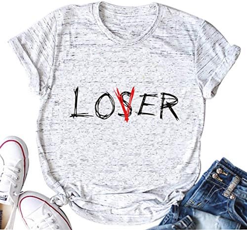licson Lover Loser Club Shirt Women Funny Casual Inspired Short Sleeve T-Shirt Tops Tee