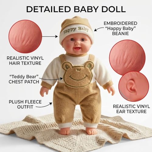 Image of Cute Baby Boy Musical Talking Doll 46 cm | Soft Plush Toy with Touch Sensor | Singing Interactive Baby Doll for Kids | Gift for Boys & Girls (Color & Dress May Vary)