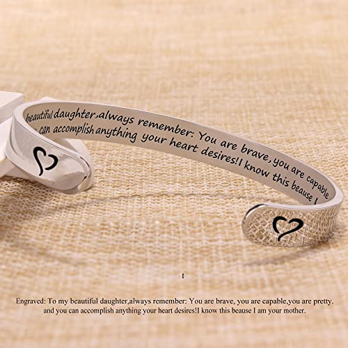 Btysun Bracelets for Women Mothers Day Bracelet Gifts from Daughter Inspirational Gifts for Women Graduation Gifts for Her Motivational Birthday Cuff Bangle Friendship Personalized Mantra Jewelry…