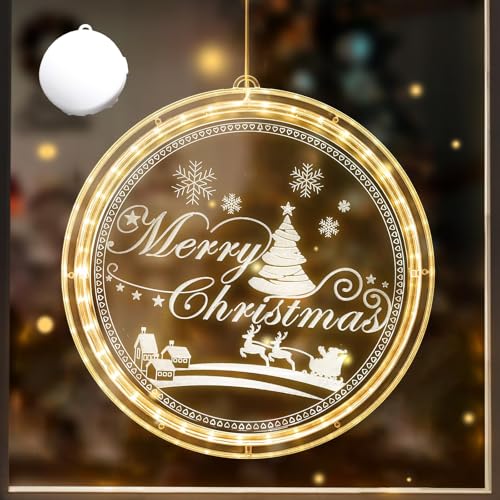 DAZZTIME Luces de Navidad,Luz de Ventana Decorativa de Navidad,Lámpara de Ventosa de Navidad,Luces Navidad,Adornos Navideños,para Ventanas Jardín Terraza Casa Dormitorio Árbol Fiesta