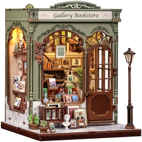 CUTEBEE Book Nook Kit - 3D Holzpuzzle Miniatur Haus Selber Bauen | Buchstütze,Kreative Bücherregal Dekoration, Geschenke（Gellery Bookstore）