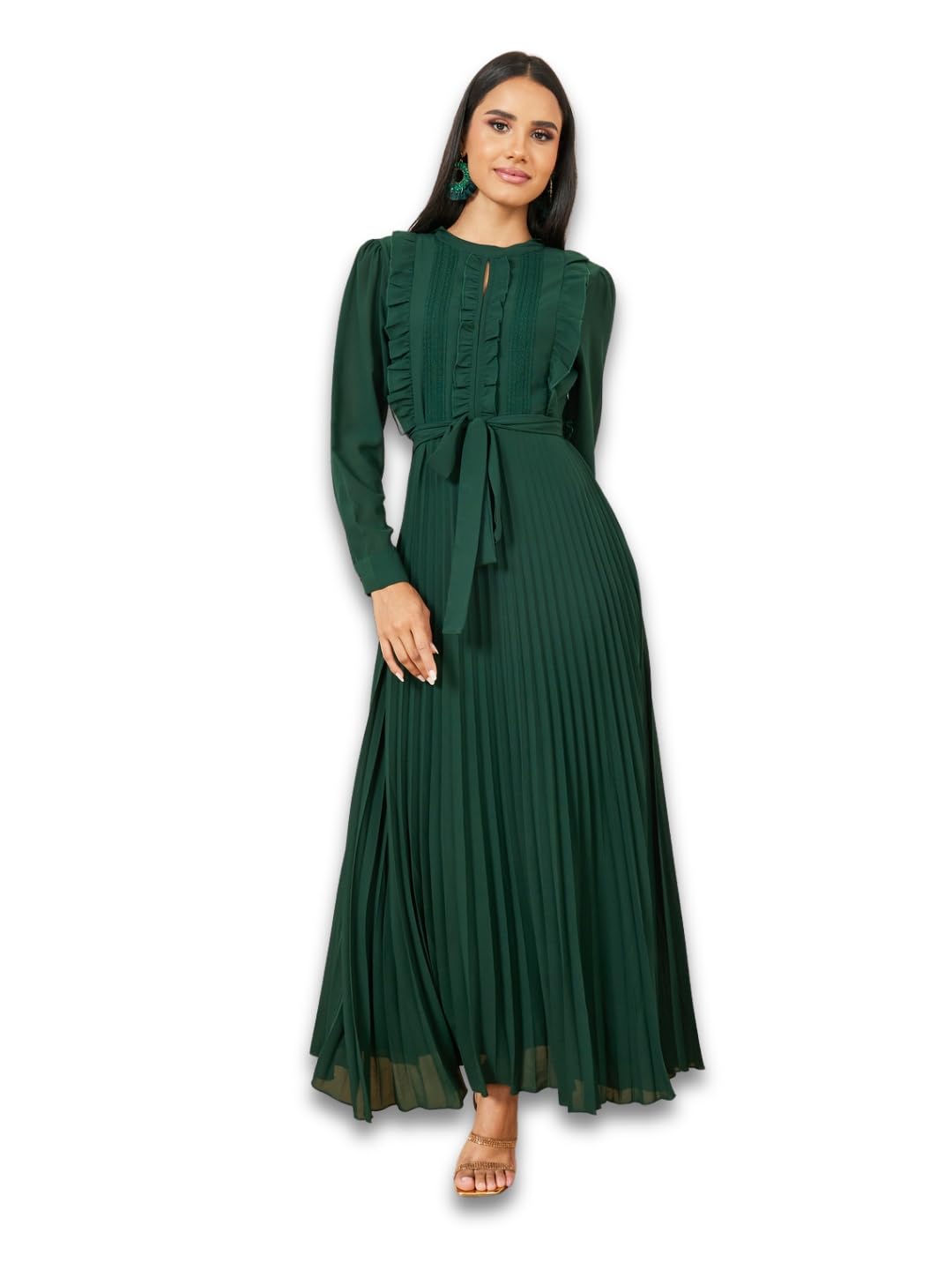 styli Women's A-Line Dress (7006942313_Green M)-picture-12