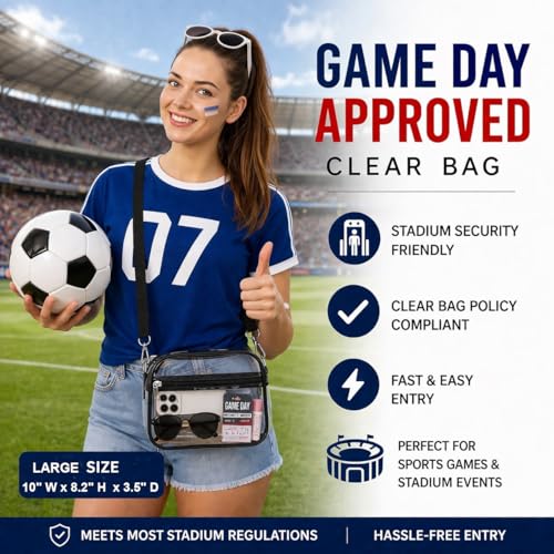 Image of Oraben Clear Bag for Stadium Events Clear Purse Stadium Bag Satchel Handbags for Sports Events Concerts Festivals | Stadium Approved