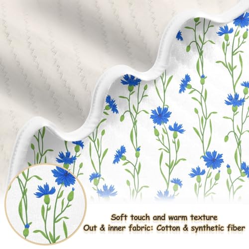 Image of Wild Meadow Flower Baby Swaddle Blanket for Boys and Girls, Cornflower Field Muslin Baby Receiving Swaddle Blanket, Soft Cotton Nursery Swaddling Blankets for Newborn Toddler Infant, 30x40 in