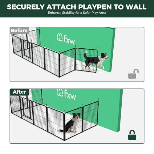 Image of FXW Rollick Dog Playpen with Anchor Kit (Pack of 4) - 32 Inch 8-Panel Dog Pen for Medium & Large Dogs, Stable & Safe Indoor /Outdoor Play│Patented