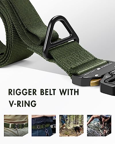 Image of Men's Tactical Belt, Rigger Belt, Utility Nylon Web Waist Work Belt for Men with V-ring Quick-Release Buckle