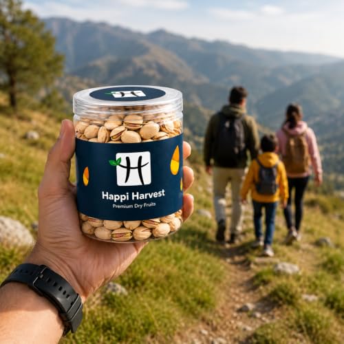 Image of Happi Harvest Premium California Roasted & Salted Pistachios 400g (200g X 2) | Healthy Snacks, Dry Fruits, Pista | Tasty & Healthy | High in Protein & Dietary Fiber | Low Calorie Nuts