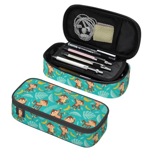 Image of Monkey Leaves Banana Pencil Case Organizer Big Capacity Pencil Pouch Stationery With Zipper School Supplies Pencil Bag For Girls Boys Office, j56tsd