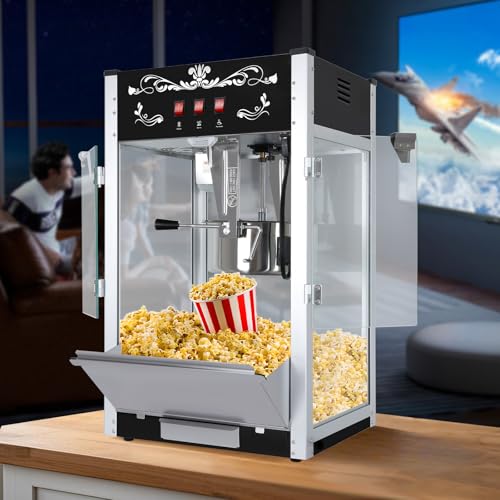 Image of 16OZ Popcorn Machine 丨 Stainless Steel Kettle Popcorn Maker Machine for Home, Theater, Parties丨Grade Electric Popper, Black