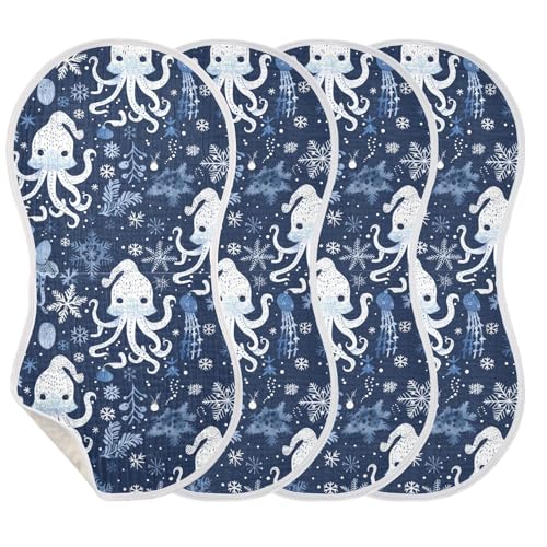 Soft Colors Indigo Squid Winter Cotton Burp Cloth Soft and Absorbent Cloths spit up rag for Gender Neutral Set of 2, 22x11in3