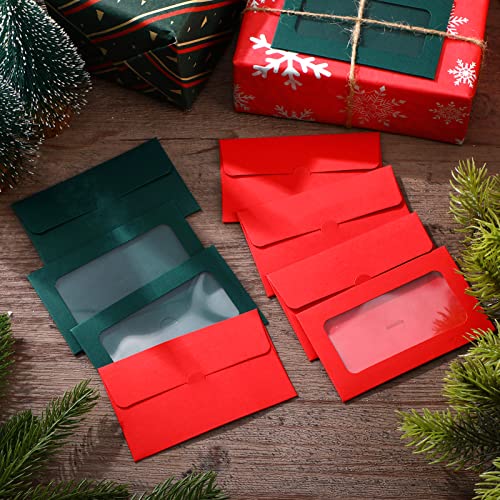 60 Pack Window Gift Card Envelopes Gift Card Sleeves Blank Gift Card Holders 3.9 X 2.4 Inch Envelopes For Gift Cards Greeting Card Mailing Envelopes(Red, Green) #TOP5