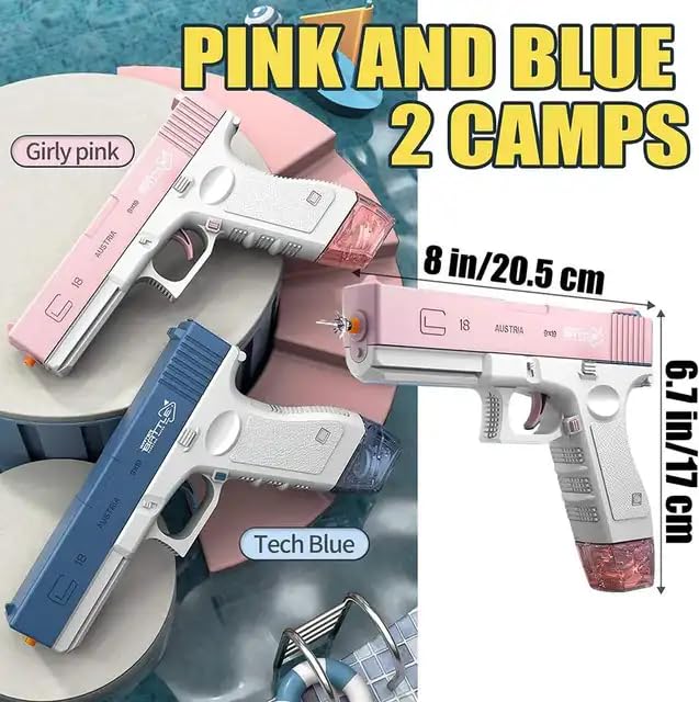 Image of PoPo Toys Holi Glock Electric Water Gun |Pink | Loved by Every Child (Glock Electric - Pink)