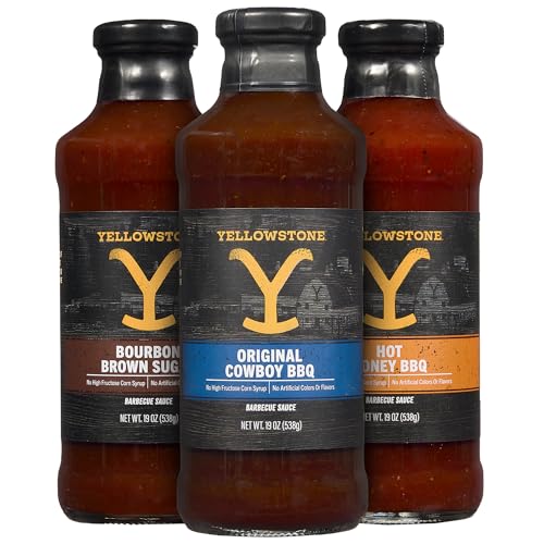 Yellowstone BBQ Sauce Variety 3 Pack (Cowboy Original, Bourbon Brown & Hot Honey)