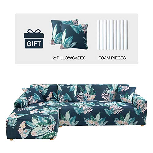 Joydream 2Pcs Sectional Couch Covers, Printed L-Shaped Sofa Covers, Stretch Couch Slipcovers For Sectional Sofa, Sofa Slipcovers With 2 Pillowcases (Pattern Rdyl, Large + X-Large) #TOP15