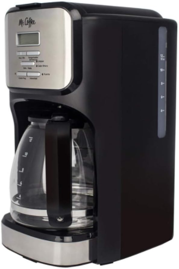 Side view of Mr. Coffee BVMC-DVX41 12-Cup Programmable Coffeemaker showing water level indicator