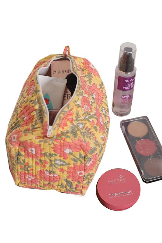 Image of Toiletry Travel Bag | Men's Shaving Kit & Women's Makeup Pouch | 23.5 x 11.5 x 17.5 cm | Yellow