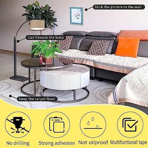 MILEQEE Double Sided Tape 50mm ×20m Mounting Tape White Universal High Strength Fabric Tape for Carpet Fix Home Office Wall Decor - Image 3