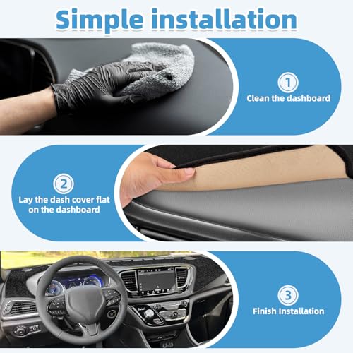Image of Dash Cover Mat for Chrsyler Pacifica 2017 2018 2019 2020 2021 2022 2023 2024 2025 Accessories Non-Slip Dashboard Cover Mat Sunshade UV Rays Protector Interior Accessories