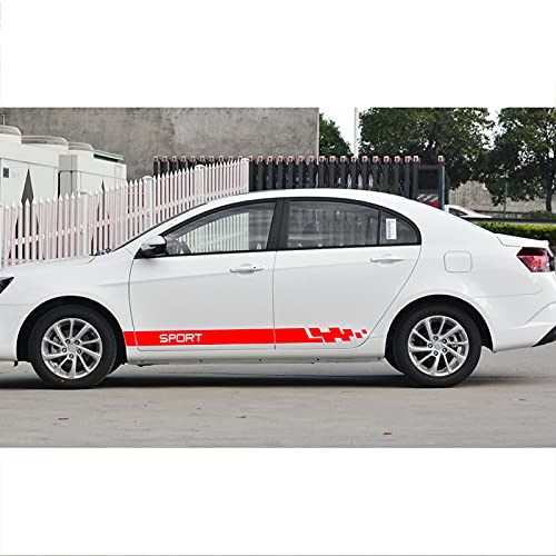 Image of QianBao Auto Racing Body Door Side Stripe Graphic Vinyl Sticker Style 10 Red