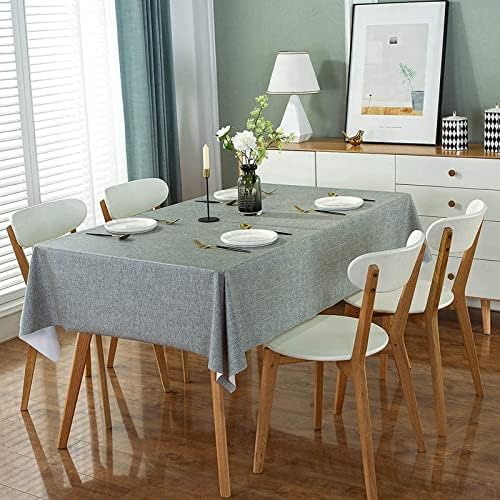 AoMeiJia PVC Tablecloth, Reusable Wipeable Plastic Tablecloth PVC Waterproof, 140x200cm Rectangular Wipeable Tablecloth Protection for KitchenTable Flags, Grey