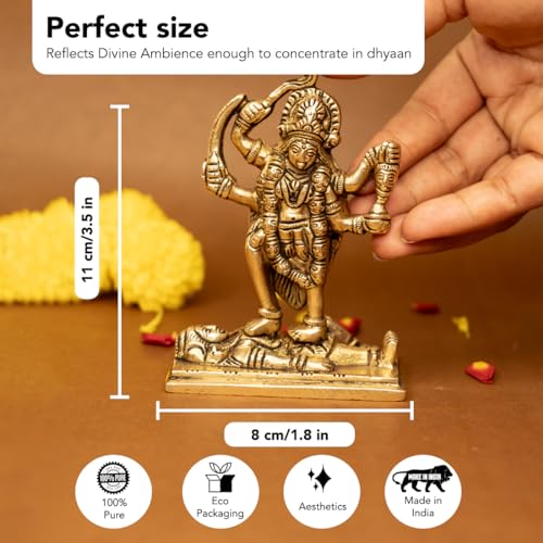 Image of Ekhasa 100% Pure Brass MATA Rani Murti (Size: 11 cm) | Kali Maa Idol for Car Dashboard, Pooja Room, Home Decor & Office Desk | Maa Kaali Goddess Idol | Kali MATA Murti for Home