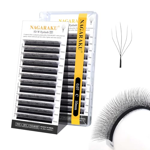 NAGARAKU Ver. 2.0 5D W Premade Fans Lashes 0.07 C 10mm Matte Black