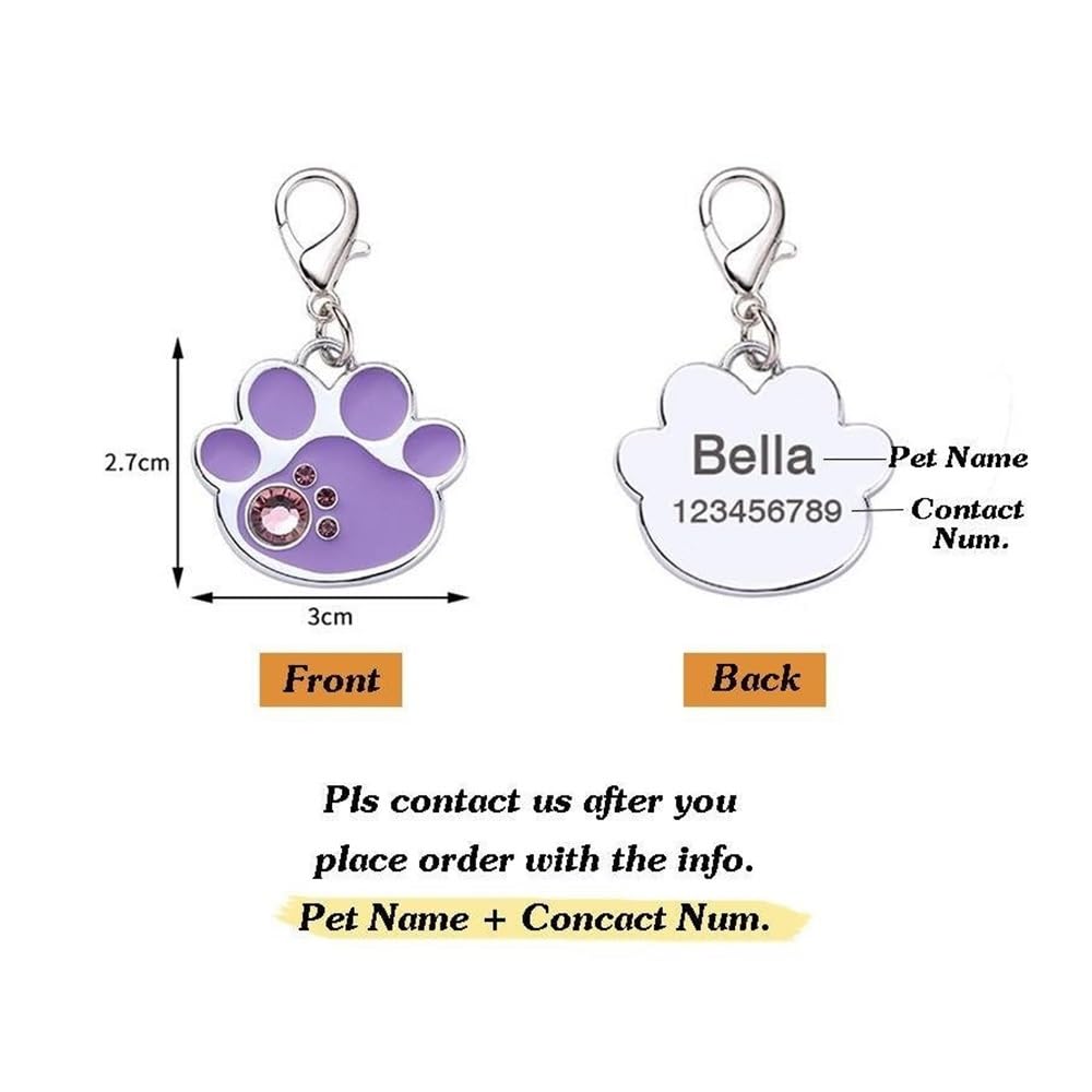 Médaille d'identification pour chien et chat - Avec nom - Personnalisable - Accessoires de cou - Chiot - Gravure personnalisée