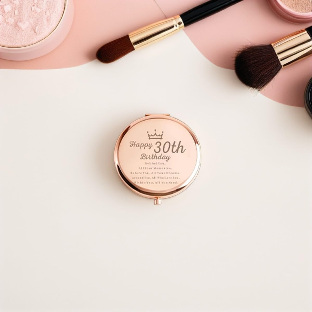 Luxshiny Portable Makeup Mirror Rose Gold Foldable Double-Sided for Women image 4