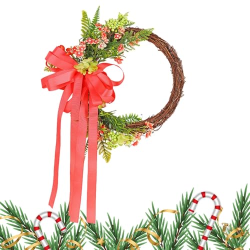Couronne en rotin et vigne rustique avec nœud pour décoration murale
